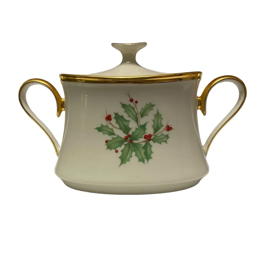 Sugar Bowl and Lid Holiday Dimension By Lenox